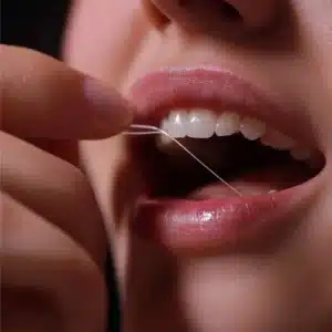 ابزارهای مراقبت روزانه از لمینت دندان شامل مسواک نرم و نخ دندان مخصوص برای حفظ سلامت لثه.