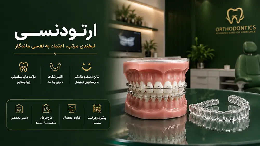 تجهیزات و متدهای نوین ارتودنسی و مرتب کردن دندانها شامل براکتهای سرامیکی و الاینر شفاف
